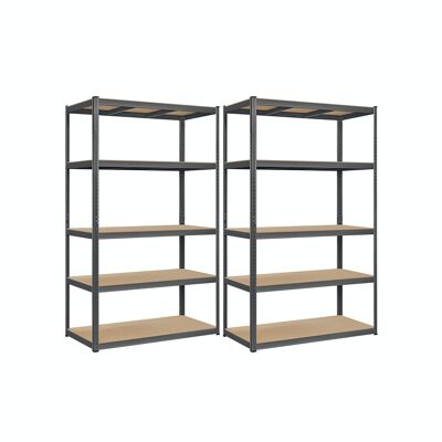 Set of 2 basement shelves 200 cm high gray 60 x 120 x 200 cm (D x W x H)