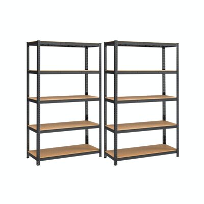Set of 2 basement shelves 200 cm high black 60 x 120 x 200 cm (D x W x H)