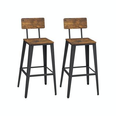 Set of 2 bar stools with backrest 45.4 x 45.4 x 102.2 cm (D x W x H)