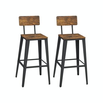 Lot de 2 tabourets de bar avec dossier 45,4 x 45,4 x 102,2 cm (P x L x H) 1