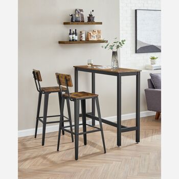 Lot de 2 tabourets de bar avec dossier 45,4 x 45,4 x 102,2 cm (P x L x H) 4