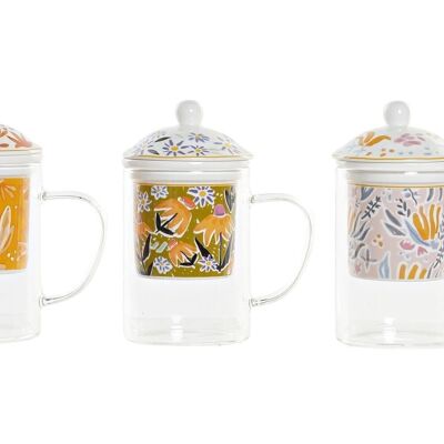 MUG VERRE PORCELAINE 12X8X15 300 ML, 3 ASSORTIMENTS. LC179346