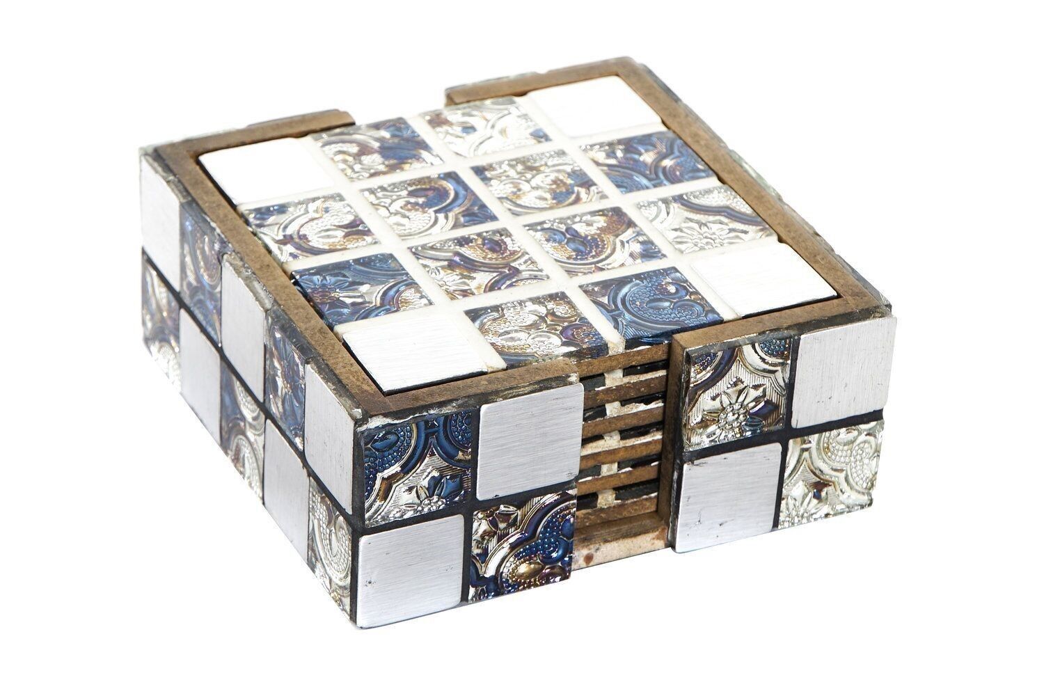 DESSOUS DE VERRE SET 6 RÉSINE MDF 12X12X5 LD174970