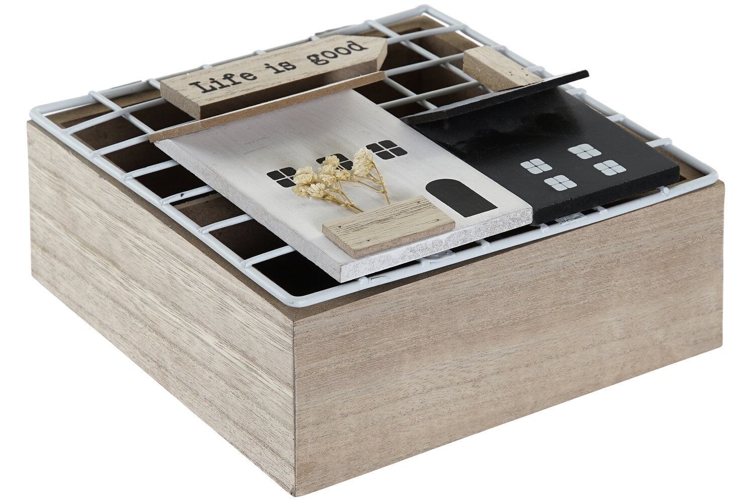 INFUSIONSBOX MDF METALL 16X16X9 CASAS NATURAL LD180709