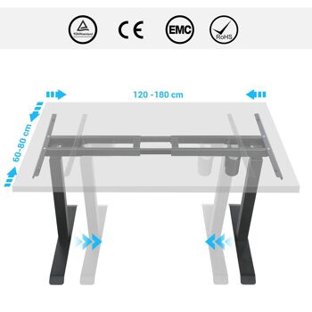 Bureau réglable en hauteur sans plateau avec moteur 5