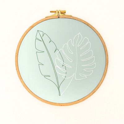DIY Embroidery Kits, Modern Embroidery Tropical Leaf Art DIY Home Decor, 19 cm Ø