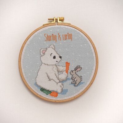DIY Cute Cross Stitch Set, Inspirational Animal Cross Stitch Kit for Kids Room Decor, 16 cm Ø