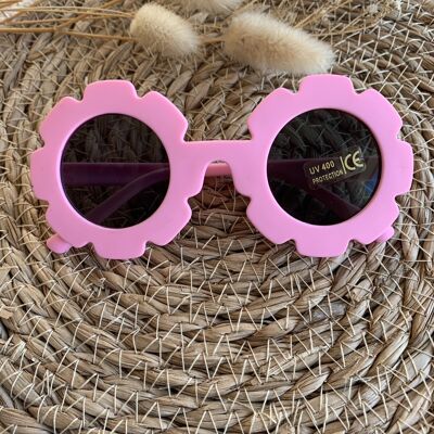 Lunettes de soleil forme fleurs rose fushia mat