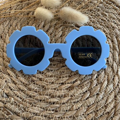 Lunettes de soleil fleurs bleues mat