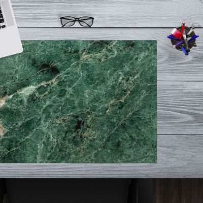 Premium Vinyl Desk Pad for Kids and Adults - Green Natural Marble - 60 x 40 cm (BPA Free)
