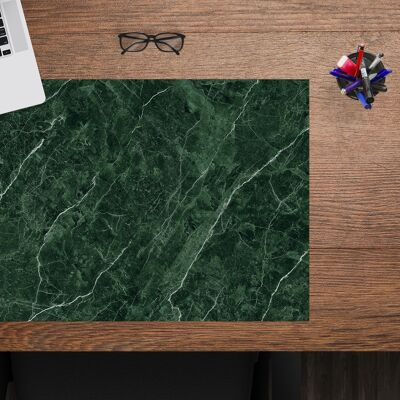 Premium Vinyl Desk Pad for Kids and Adults - Noble Green Marble - 60 x 40 cm (BPA Free)