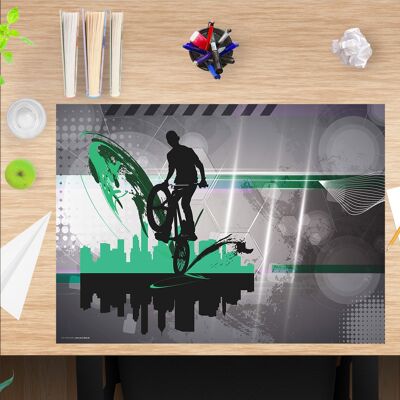 Desk pad made of premium vinyl for children and adults - City BMX - 60 x 40 cm (BPA-free)