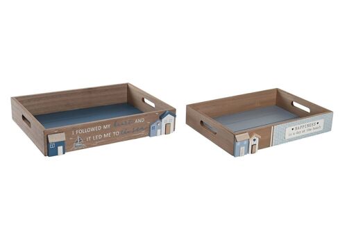 BANDEJA SET 2 MDF 40X30X7 AZUL MARINO LM203817