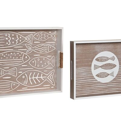 TRAY SET 2 MDF 40X30X4,5 NATURAL FISH LM203826