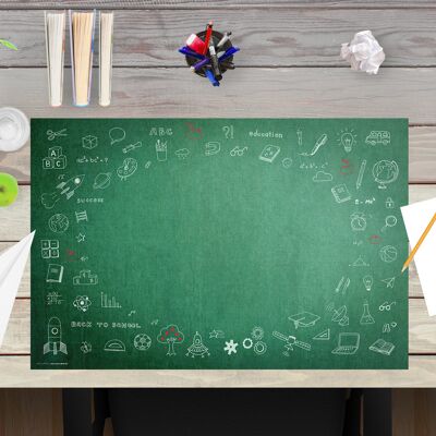 Schreibunterlage aus premium Vinyl für Kinder – Back to School – 60 x 40 cm (BPA-frei)