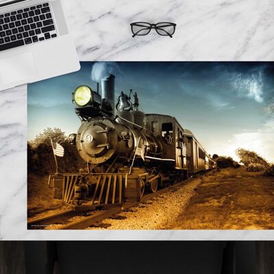 Premium Vinyl Desk Pad for Kids and Adults - Locomotive Black - 60 x 40 cm (BPA Free)