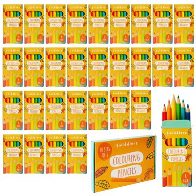180 crayons de couleur (30 paquets de 6) 8,7 cm de longueur