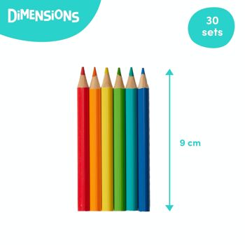 180 crayons de couleur (30 paquets de 6) 8,7 cm de longueur 4