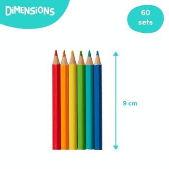 360 crayons de couleur (60 paquets de 6) - 8,7 cm de longueur 3