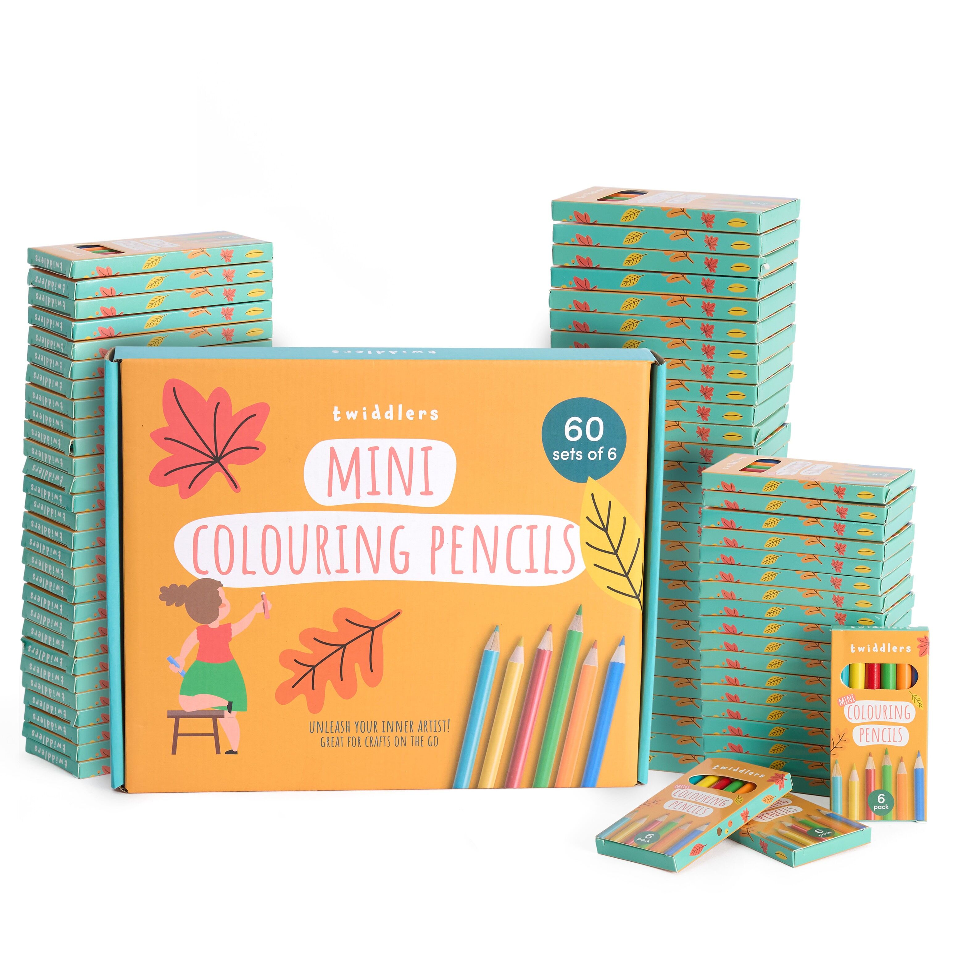 360 matite colorate (60 confezioni da 6) - lunghezza 8,7 cm