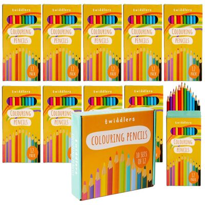 120 crayons de couleur (10 paquets de 12) 17,5 cm de longueur