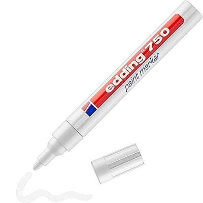 Edding 750 Paint marker blister de 1 B2B - 1 bolígrafo - punta redonda 2-4 mm - marcador de pintura para rotular metal, vidrio, roca o plástico - resistente al calor, permanente e impermeable