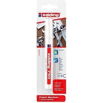 Edding 750 Marqueur peinture blister de 1 B2B - 1 stylo - pointe ronde 2-4 mm - marqueur de peinture pour l'étiquetage du métal, verre, roche ou du plastique - résistant à la chaleur, permanent et étanche 2