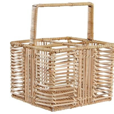 RATTAN METAL CUTLERY TRAY 20X20X26 LIGHT BROWN PC181719