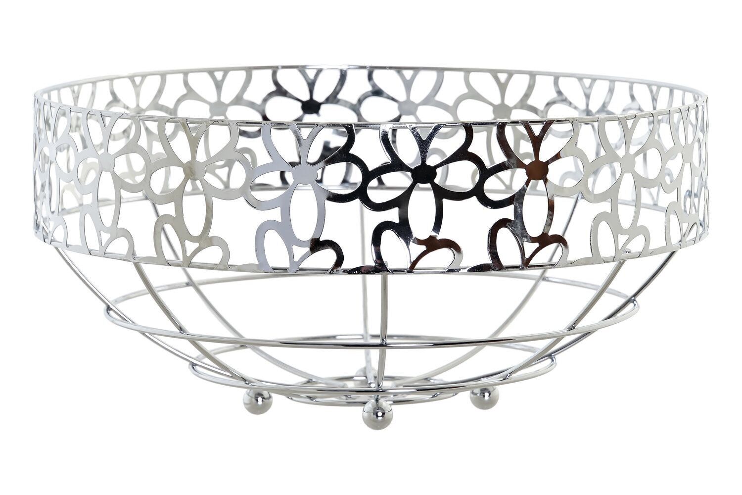 OBSTSCHALE AUS METALL 28X28X13,5 GÄNSEBLÜMCHEN CHROM PC185183