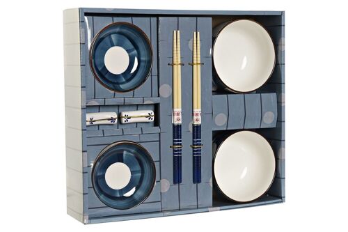 SUSHI SET 8 PORCELANA BAMBU 34X29,5X7,3 AZUL PC186133