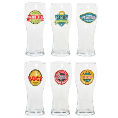 GLASS SET 6 GLASS 7X7X18 500ML, BEER PC186178