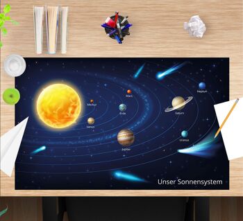 Sous-main en vinyle de qualité supérieure pour enfants et adultes - Notre système solaire - 65 x 40 cm (sans BPA) 1