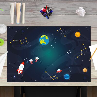 Premium Vinyl Desk Pad for Kids - Space Adventures - 60 x 40 cm (BPA Free)