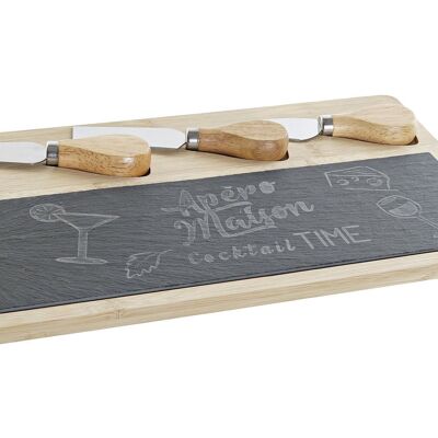 TABLA CORTAR SET 4 BAMBU PIZARRA 33X19X2,4 QUESO PC186232