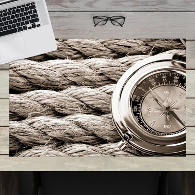 Premium Vinyl Desk Pad for Kids and Adults - Nautical Compass - 60 x 40 cm (BPA Free)