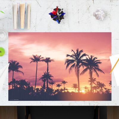 Premium Vinyl Desk Pad for Kids and Adults - Palm Trees in the Sunset - 60 x 40 cm (BPA Free)