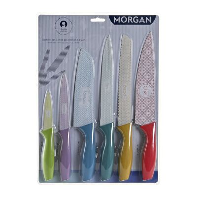 KNIFE SET 6 STAINLESS STEEL PP 3X1,5X20 MULTICOLOR PC186753