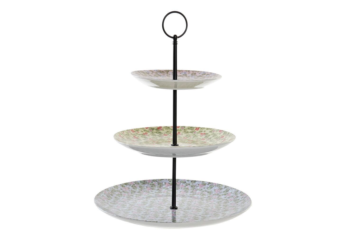 OBSTSCHALE AUS METALL PORZELLAN 20X20X30 3 ETAGE BLUMEN PC186824