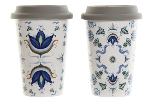 MUG PORCELANA 9,5X9,5X14 400 ML, AZULEJOS 2 SURT. PC186839