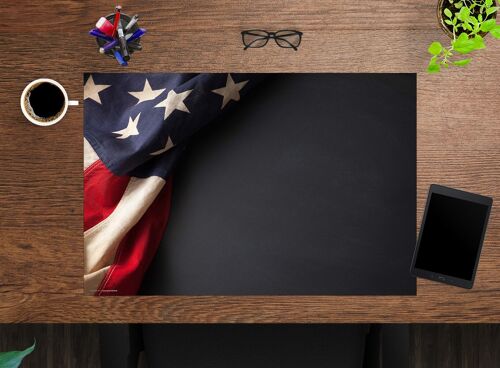 Schreibunterlage aus premium Vinyl für Kinder und Erwachsene – Amerika Flagge – 60 x 40 cm (BPA-frei)