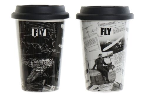 MUG PORCELANA 9,7X9,7X14 400 ML, AVIACION 2 SURT. PC186849