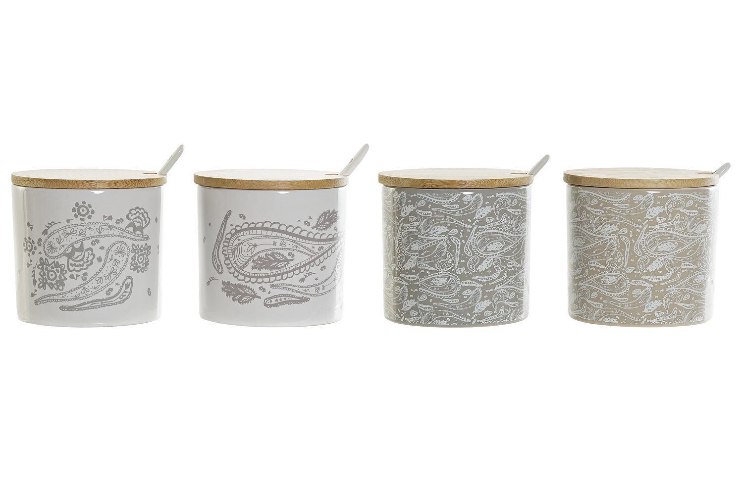 ZUCKERSCHALE STEINZEUG BAMBUS 9,5X9,5X9,5 PAISLEY 4 SORTIMENTE. PC186875