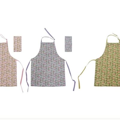 APRON SET 2 COTTON 60X0.5X80 FLOWERS 3 ASSORTMENTS. PC186904