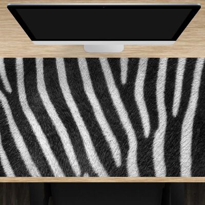 Desk pad made of premium vinyl XXL with integrated mouse pad - zebra pattern - 100 x 50 cm - BPA-free