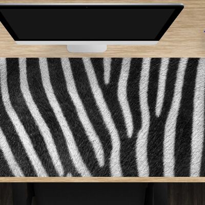 Desk pad made of premium vinyl XXL with integrated mouse pad - zebra pattern - 100 x 50 cm - BPA-free