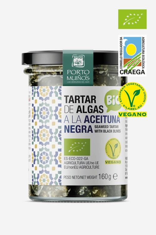 Organic seaweed tartar with black olives