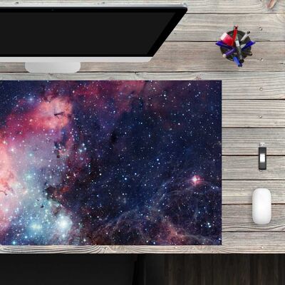 Desk pad made of premium vinyl XXL with integrated mousepad - distant galaxy - 100 x 50 cm - BPA-free