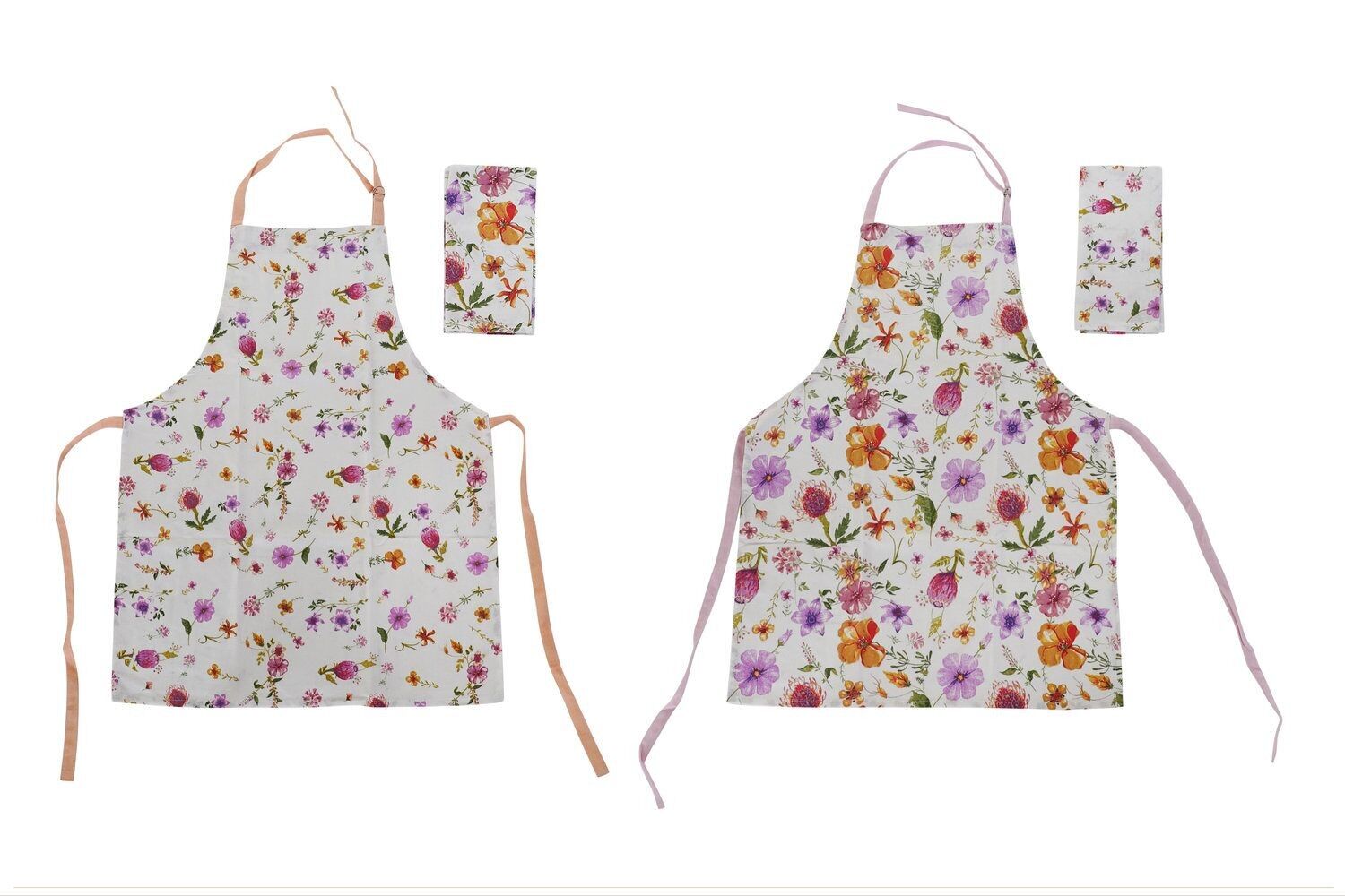 SCHÜRZENSET 2 BAUMWOLLE 60X0,5X80 BLÜTE 2 SORTIMENT. PC186910