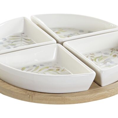 ANTIPASTO SET 5 BAMBOO STONEWARE 21,5X21,5X1 NATURALE PC188212