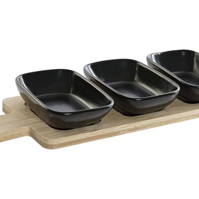 ANTIPASTO SET 4 BAMBOO STONEWARE 28X10X1 NERO PC188218